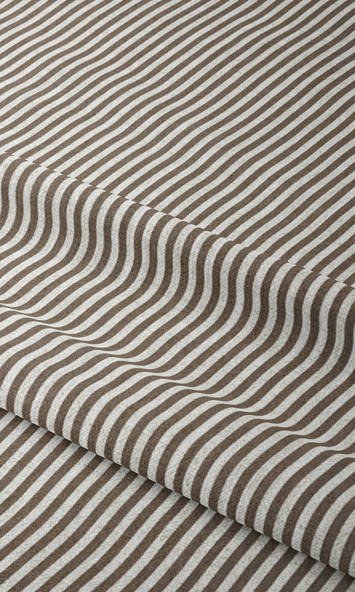 Modern Striped Print Pinch Pleat, Rod Pocket, Eyelet Curtains (Cedar Brown)