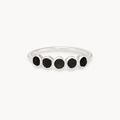 black onyx five stone mood ring - sterling silver, black onyx gemstones