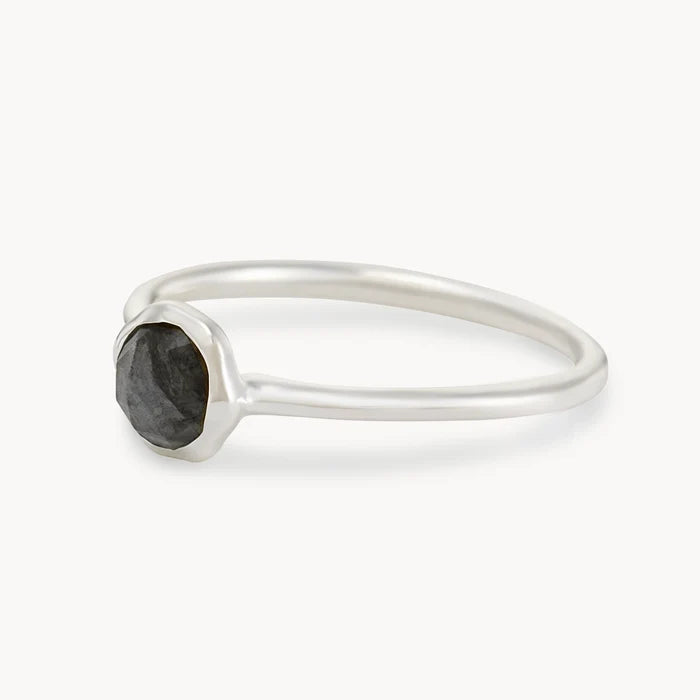 black onyx mini mood ring - sterling silver, black onyx gemstone
