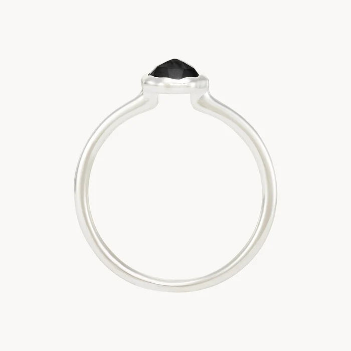 black onyx mini mood ring - sterling silver, black onyx gemstone