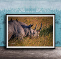 Black Rhino Wall Art – Artist Signed Print | Rustic Earth Tone Poster Decor
