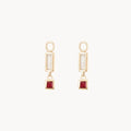 Blessings Abound Moonstone Earring Charm in 10k yellow gold with moonstone and ruby gemstones