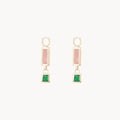 Blessings Abound Rhodochrosite Earring Charm in 10k yellow gold with rhodochrosite and emerald gemstones
