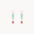 Blessings Abound Turquoise Earring Charm in 10k yellow gold with turquoise and pink tourmaline gemstones