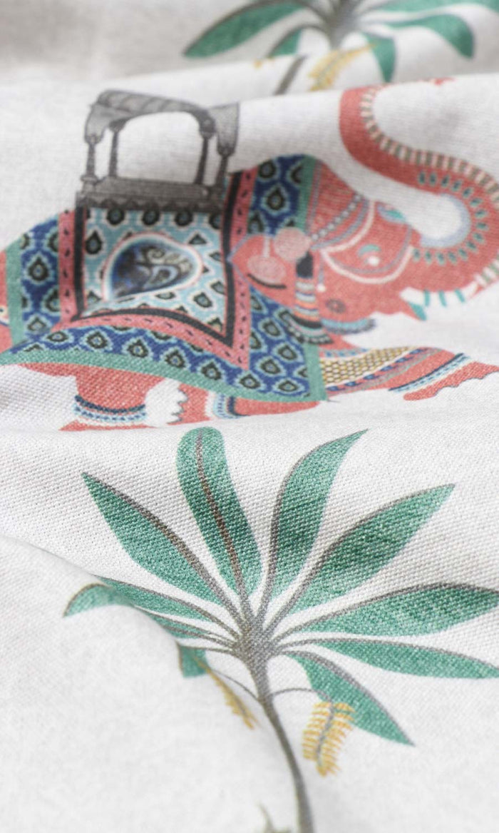 Floral Cotton Home Textile Fabric Material By the Metre (Grey/ Red)