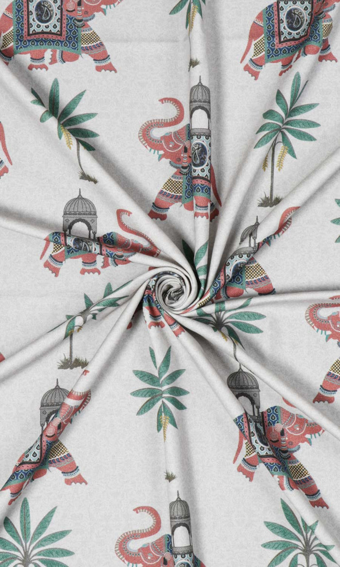Floral Cotton Fabric Material By the Metre (Grey/ Red)