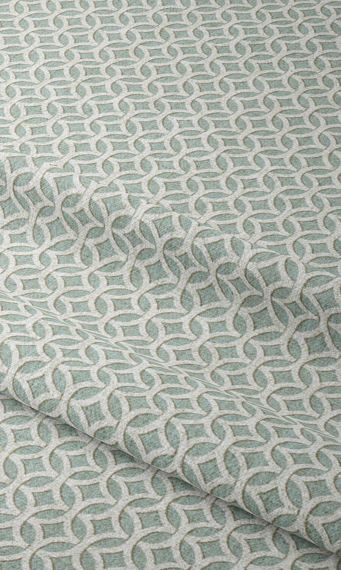 Geometric Print Drapes (Aqua Blue/ White)