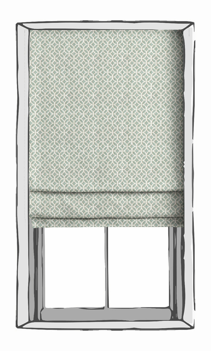 Geometric Print Window Treatments Fabric By the Metre (Aqua Blue/ White)