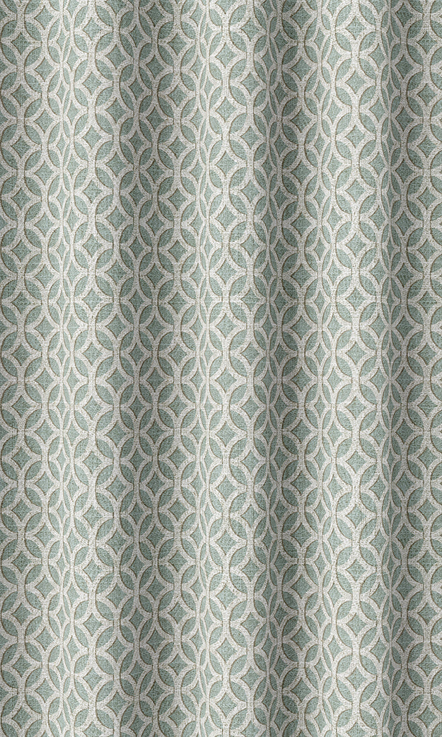Geometric Print Home Textile Fabric Material By the Metre (Aqua Blue/ White)