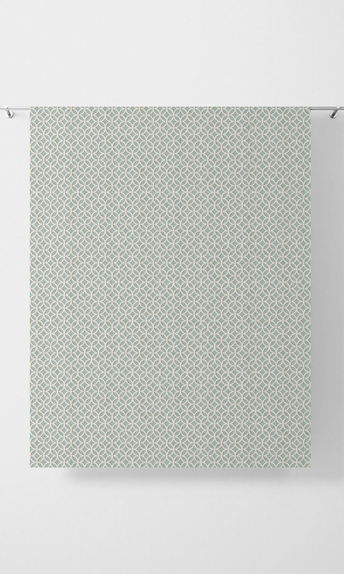 Geometric Print Fabric Material By the Metre (Aqua Blue/ White)