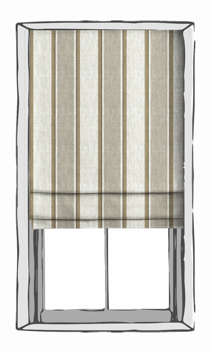 Striped Window Treatments Fabric By the Metre (White/ Brown/ Beige)