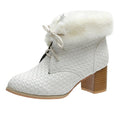 Block-Heeled Warm Sequin Lace-Up Boots