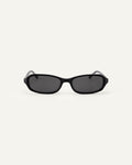 Face shot of Bonnie Clyde Blondie sunglasses in black with black lenses.