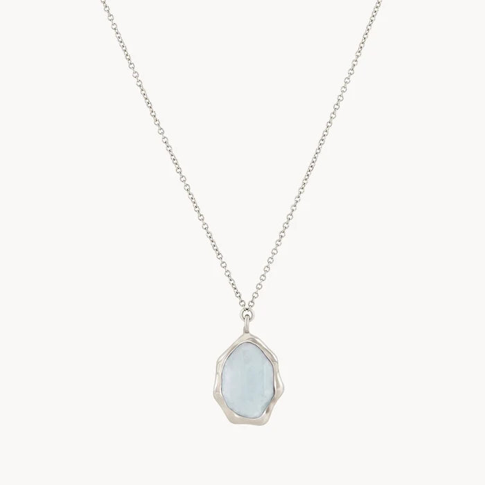 Blue Chalcedony Mood Necklace Silver in sterling silver with blue chalcedony