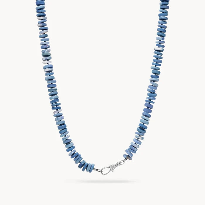 Blue Opal Bloom Beaded Necklace Silver in sterling silver with blue opal