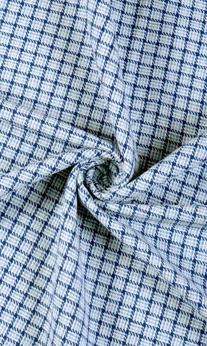 Basketweave Curtains / Drapes / Window Drapery Panels (Blue/ Sky Blue/ White)