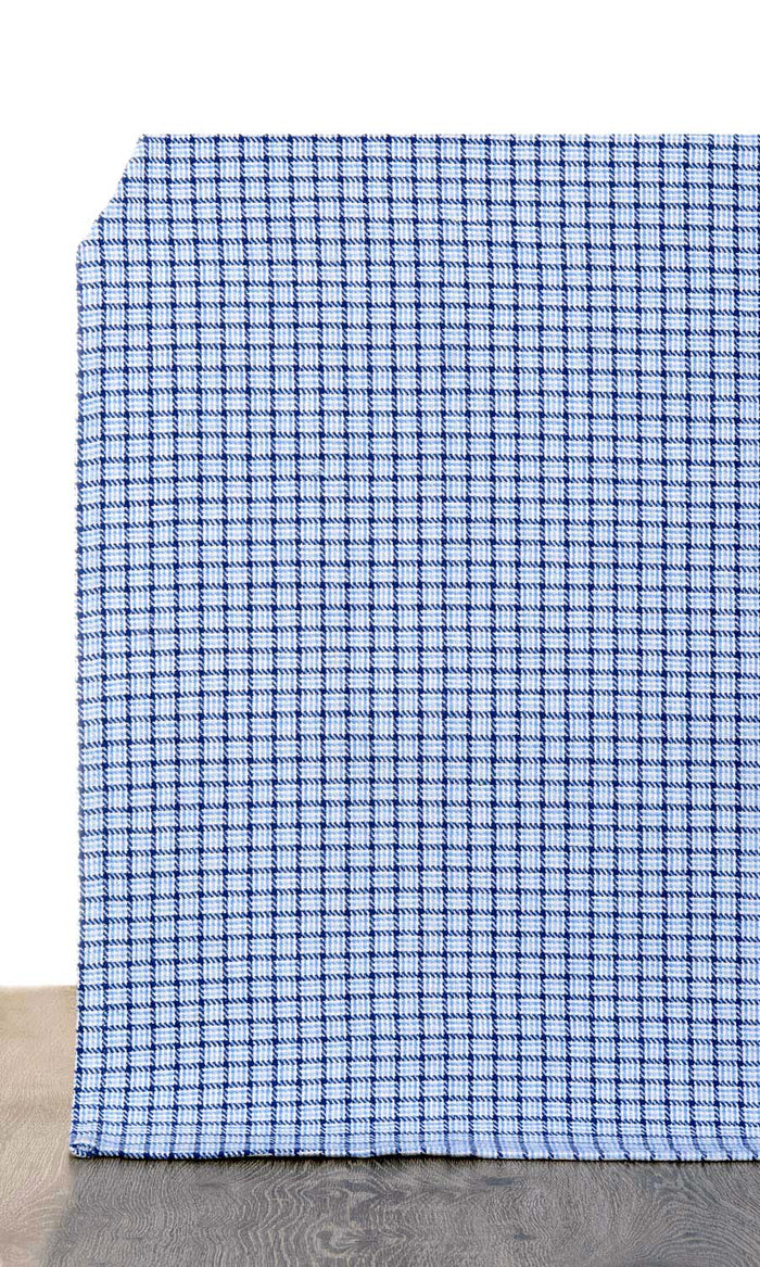 Basketweave Made-to-Measure Curtains (Blue/ Sky Blue/ White)