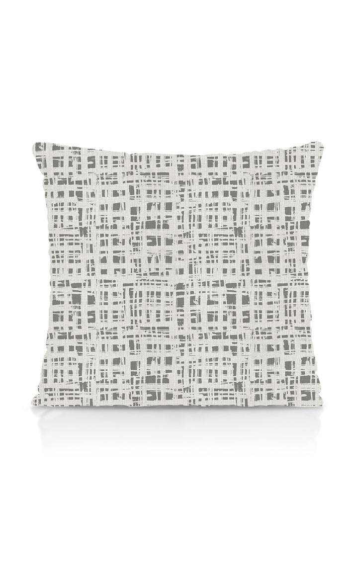 Abstract Print Pinch Pleat, Rod Pocket, Eyelet Curtains (White/ Pewter Grey)