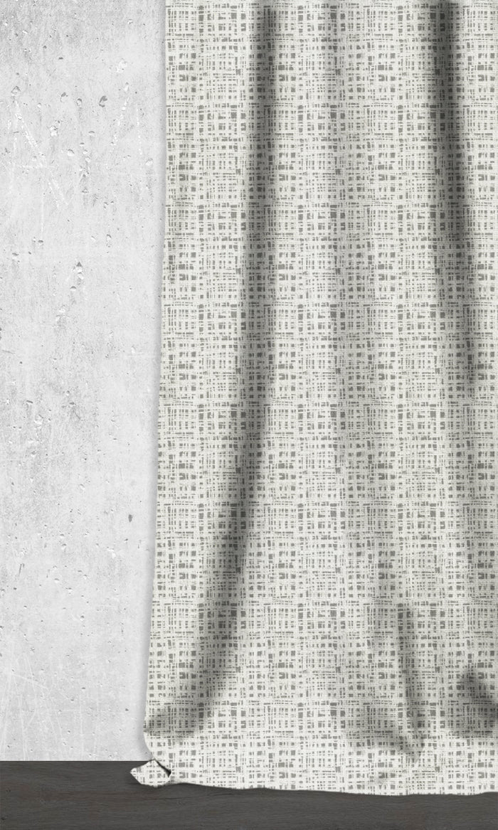 Abstract Print Home Décor Fabric By the Metre (White/ Pewter Grey)
