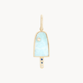 Bohemian Summer Popsicle Charm in 10k yellow gold with larimar gemstone and diamonds and sapphires
