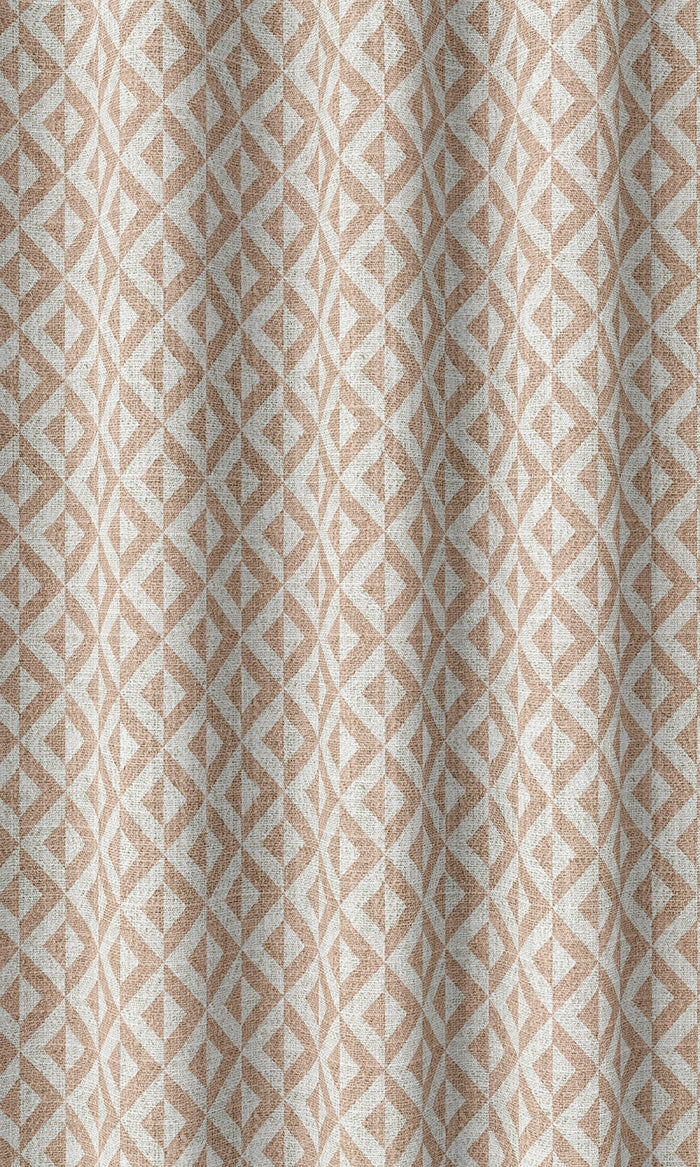 Geometric Print Home Décor Fabric By the Metre (Blush Pink/ White)