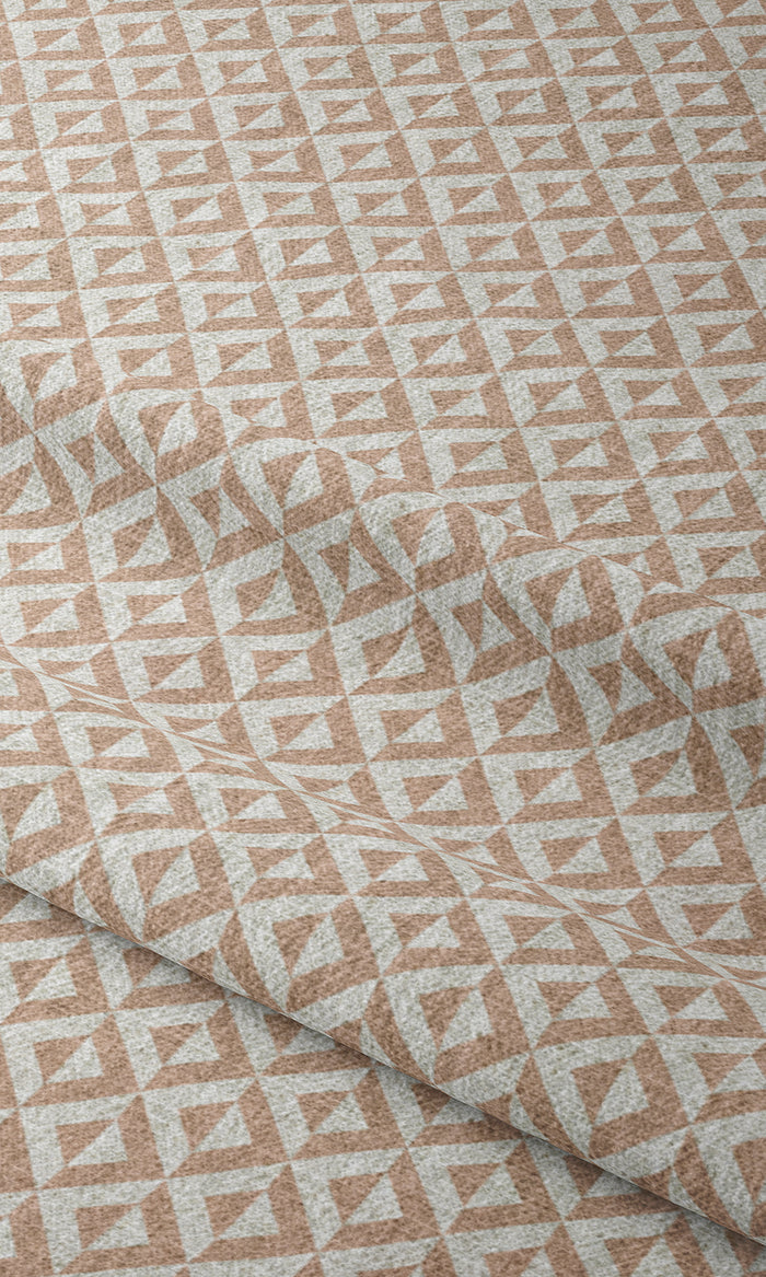 Geometric Print Window Treatments Fabric By the Metre (Blush Pink/ White)