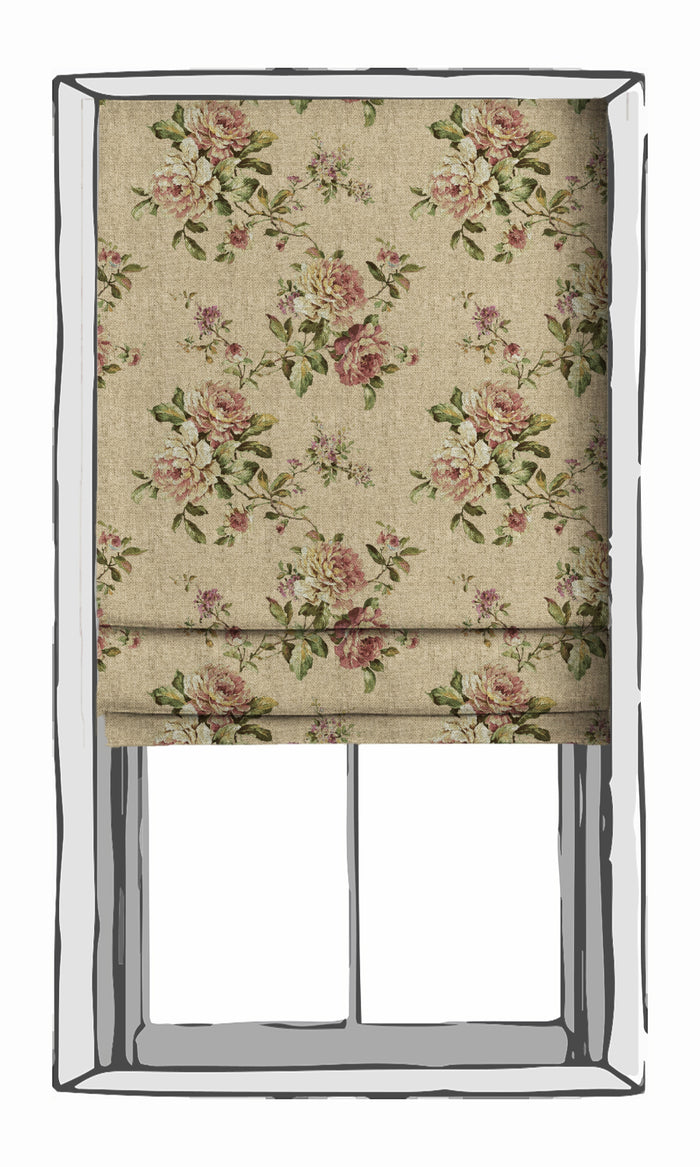 Floral Curtains for Living, Bedroom, Kitchen, Bathroom (Ochre/ Green/ Red)
