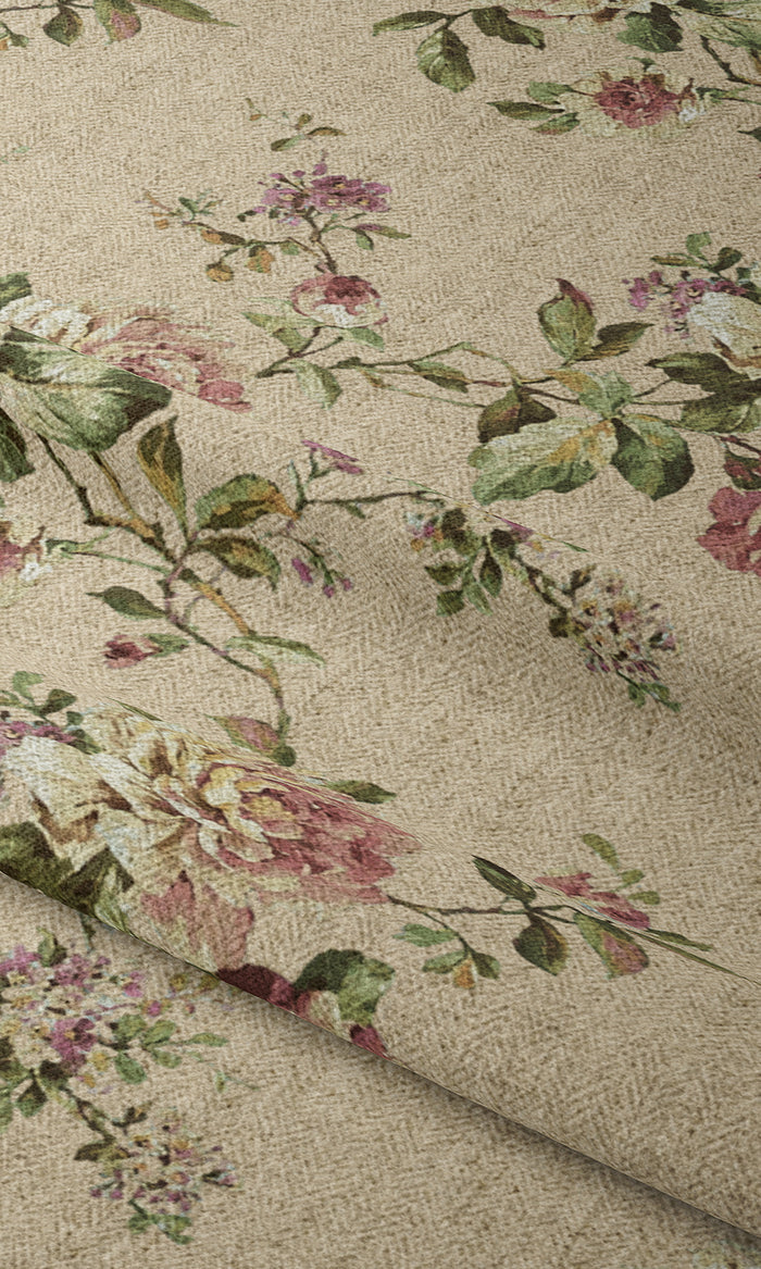 Floral Curtains (Ochre/ Green/ Red) Extra Long Short Wide