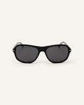 Face shot of Bonnie Clyde Boss Fight sunglasses in black with black lenses.