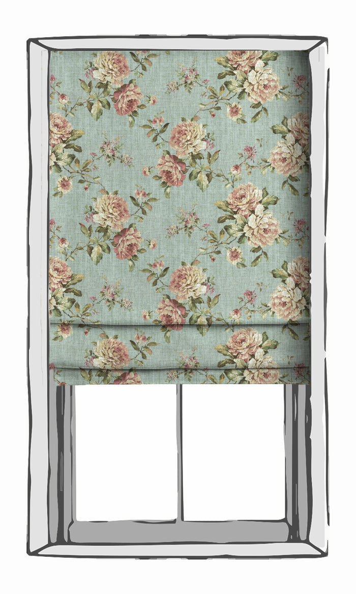 Country Floral Drapery for Living, Bedroom, Kitchen, Bathroom (Blue/ Pink)