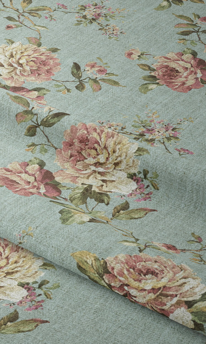 Country Floral Drapery (Blue/ Pink) Extra Long Short Wide