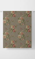 Floral Country Home Décor Fabric By the Metre (Grey/ Green/ Pink)