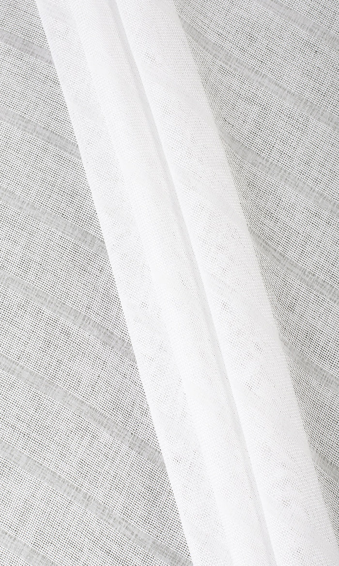 Textured Striped Sheer Fabric Material By the Metre (White)