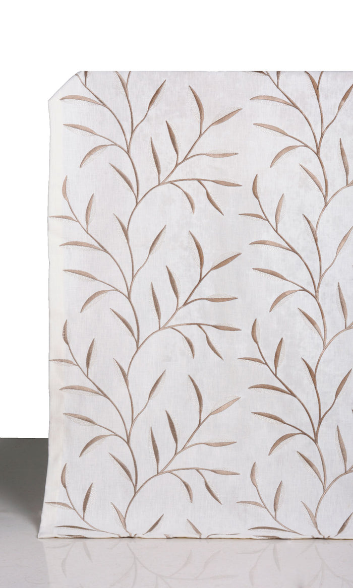 Floral Embroidery Window Treatments Fabric By the Metre (Cream)