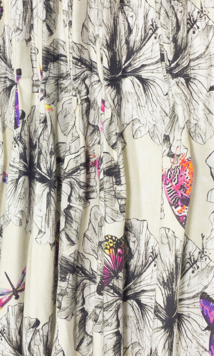 Butterfly Print Cotton Drapes for Living, Bedroom, Kitchen, Bathroom (Pink/ Purple)