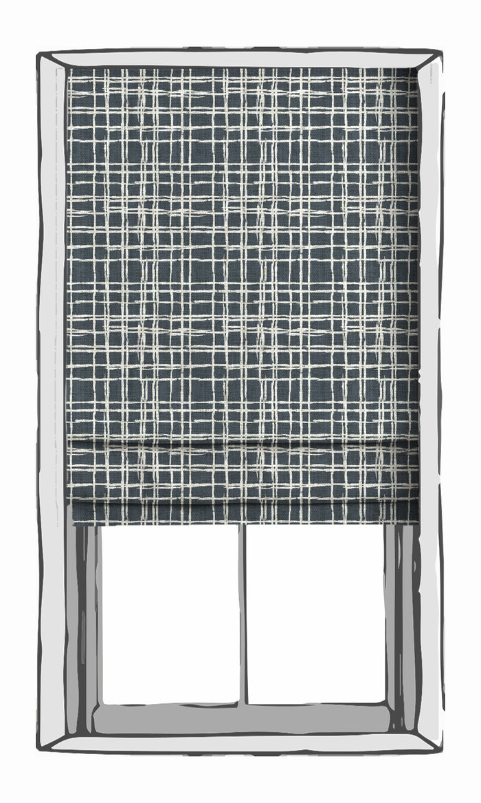 Abstract Patterned Drapes (Petrol Blue/ White) Extra Long Short Wide