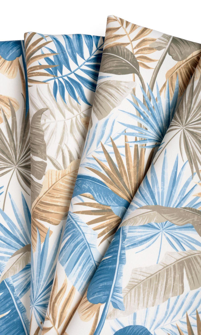 Botanical Floral Fabric By the Metre for Curtains & Drapes (Blue/ Brown)