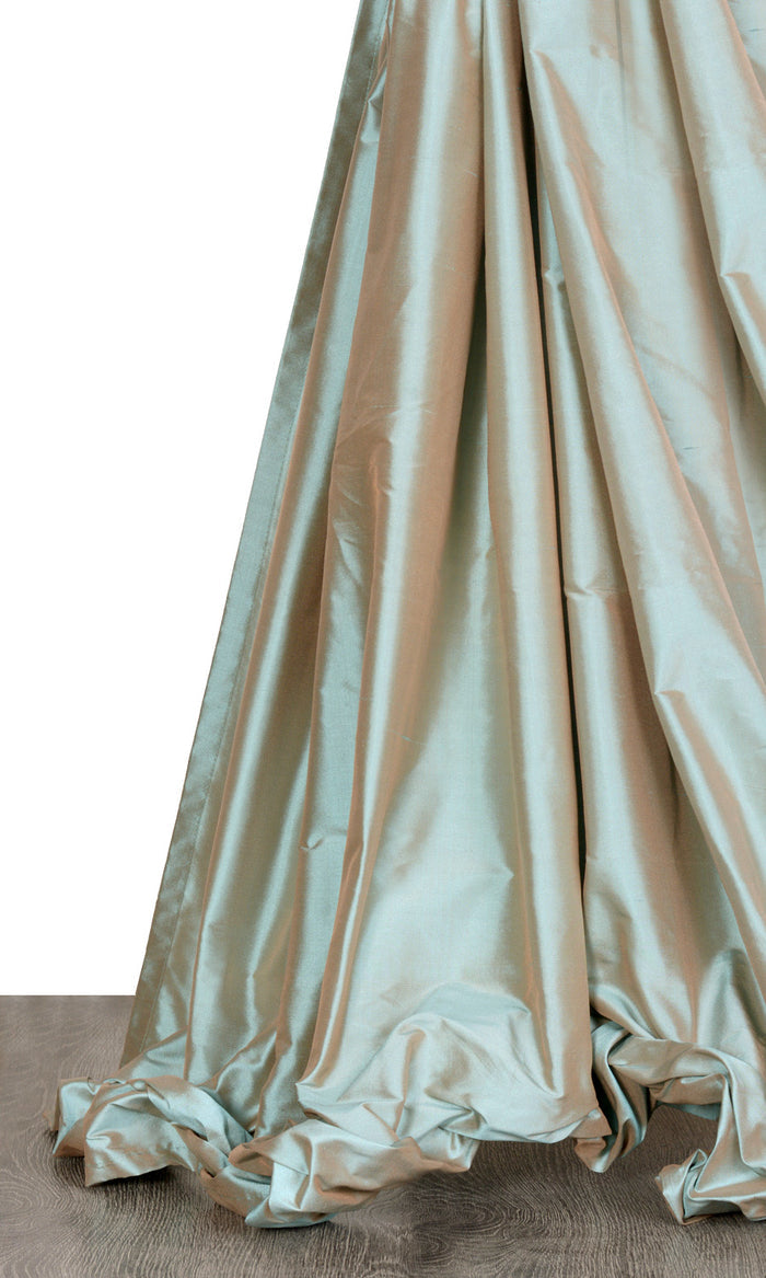Shantung Silk Curtains for Living, Bedroom, Kitchen, Bathroom (Turquoise/ Bronze)