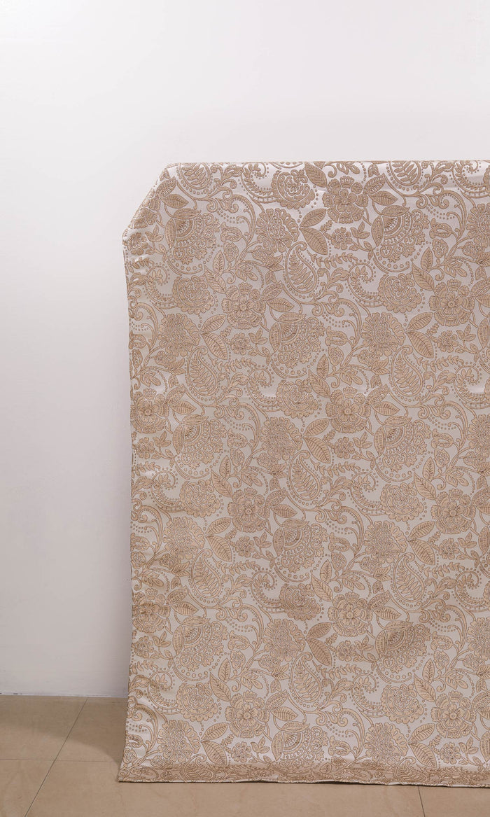 Floral Embossed Drapes for Living, Bedroom, Kitchen, Bathroom (Two Tone Beige)