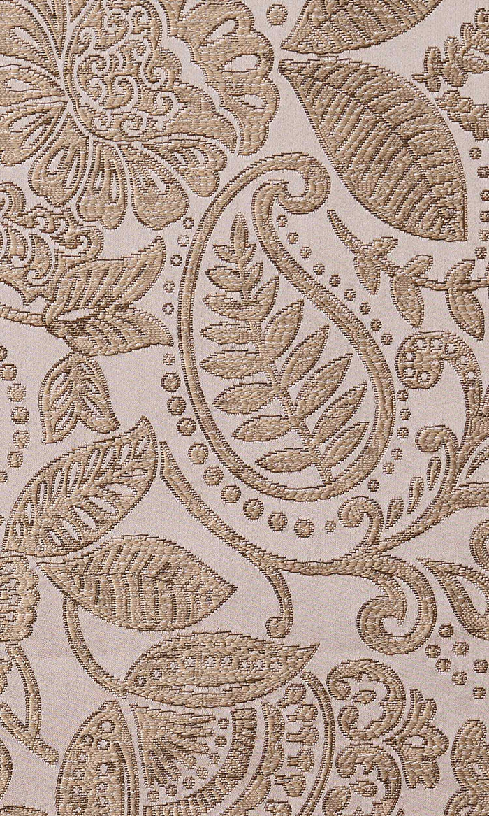 Floral Embossed Pinch Pleat, Rod Pocket, Eyelet Curtains (Two Tone Beige)