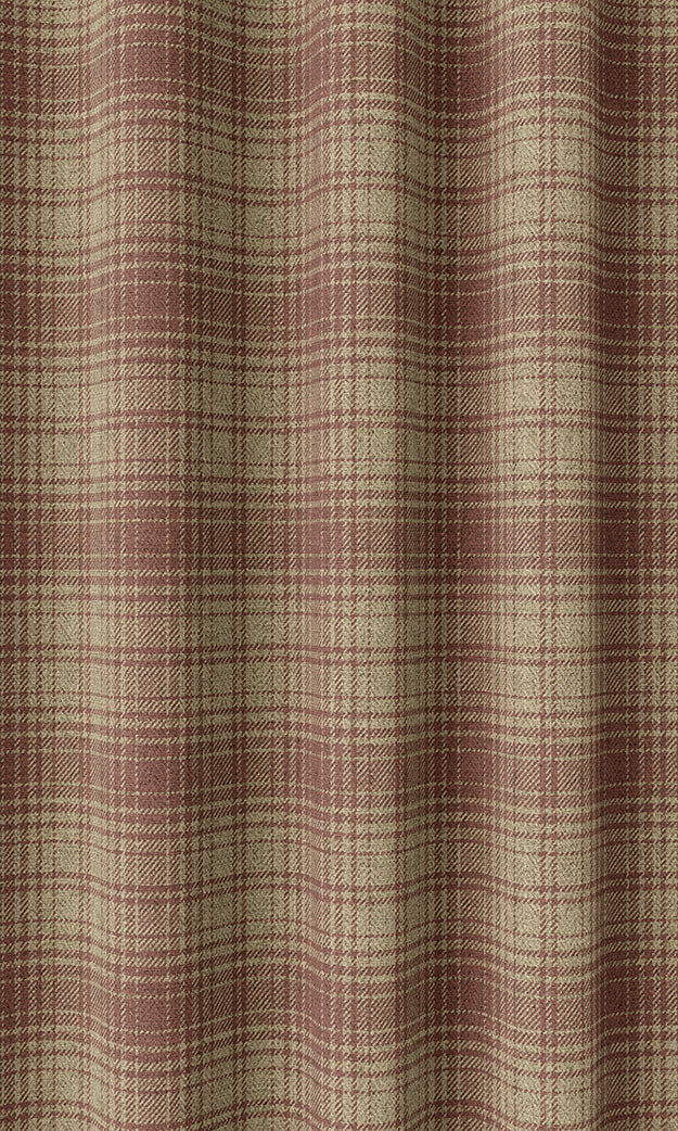 Plaid Patterned Pinch Pleat, Rod Pocket, Eyelet Curtains (Beige & Red)