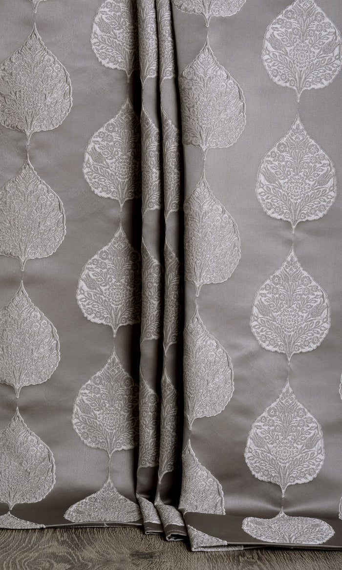 Ogee Patterned  Pinch Pleat, Rod Pocket, Eyelet Curtains (Pale Gray)