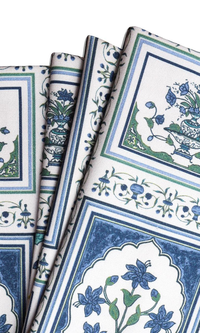 Floral Cotton Fabric Material By the Metre (Blue/ Green)
