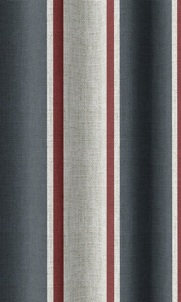Striped Home Décor Fabric By the Metre (Slate Grey/ Red)