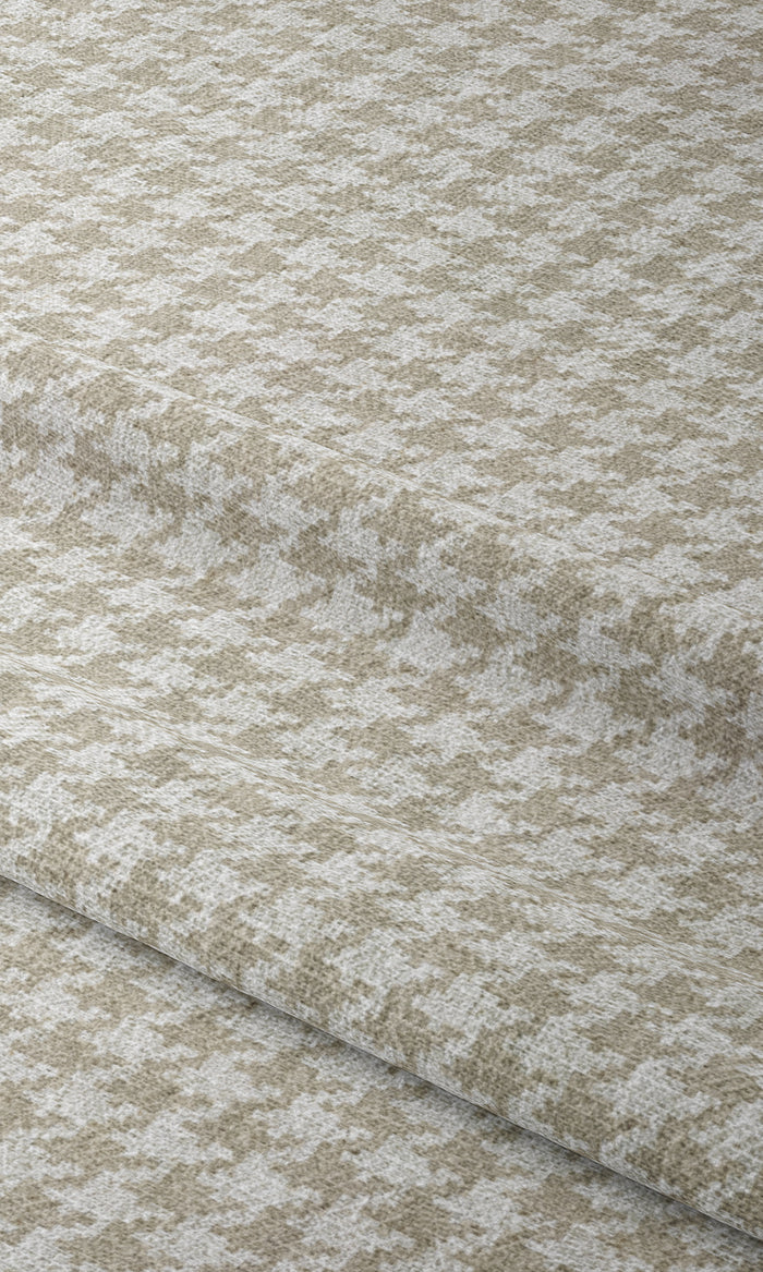Houndstooth Print Curtains for Living, Bedroom, Kitchen, Bathroom (Beige/ White)