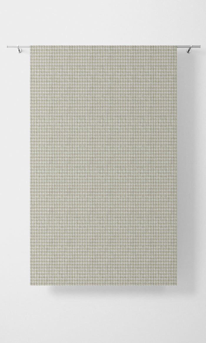 Houndstooth Print Pinch Pleat, Rod Pocket, Eyelet Curtains (Beige/ White)