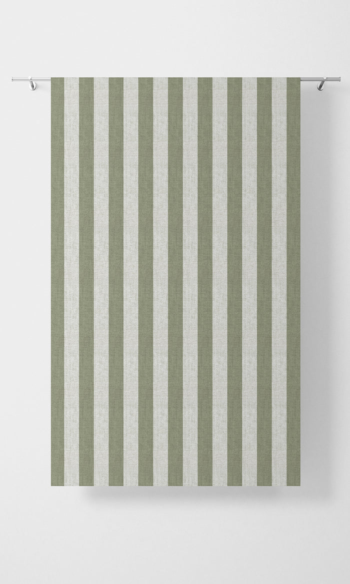 Modern Striped Pinch Pleat, Rod Pocket, Eyelet Curtains (Green/ White)