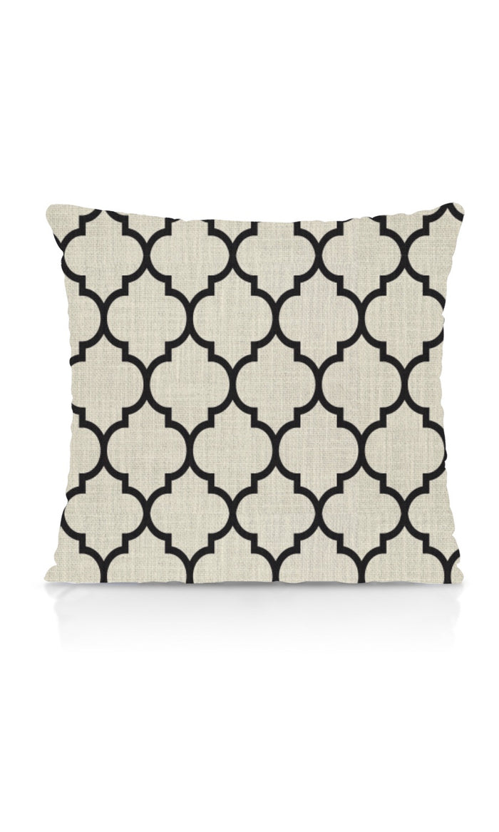 Geometrical Printed Home Textile Fabric Material By the Metre (Black/ Ivory)