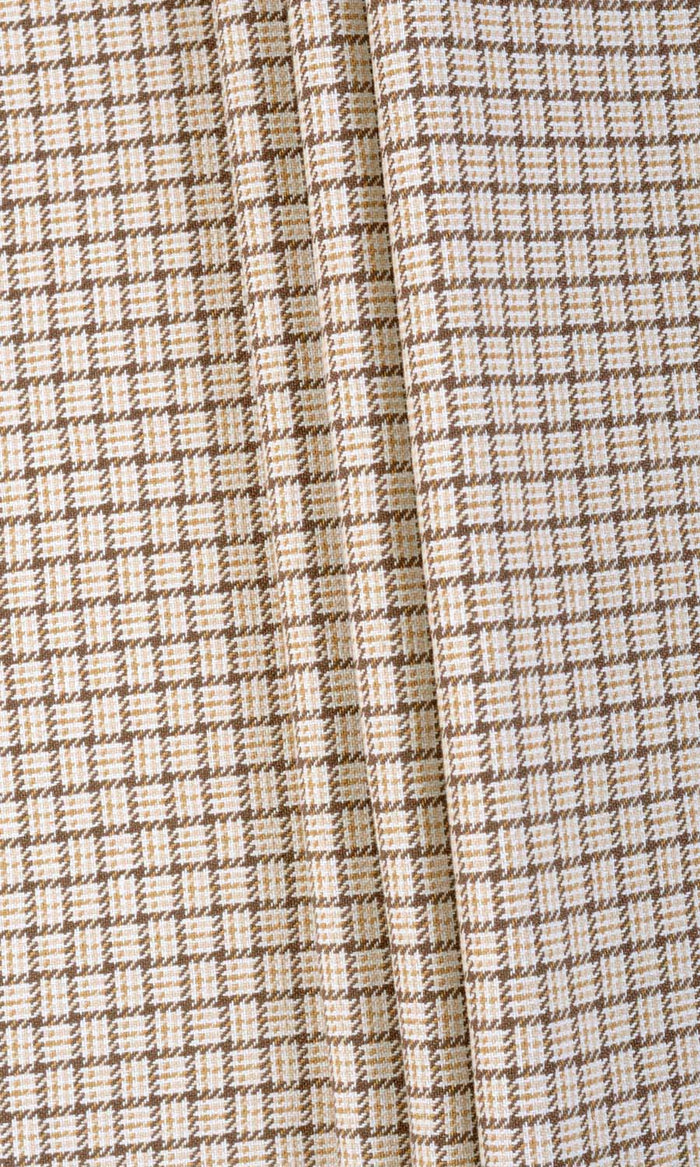 Check Cotton Pinch Pleat, Rod Pocket, Eyelet Curtains (Brown/ Mocha/ Cream)