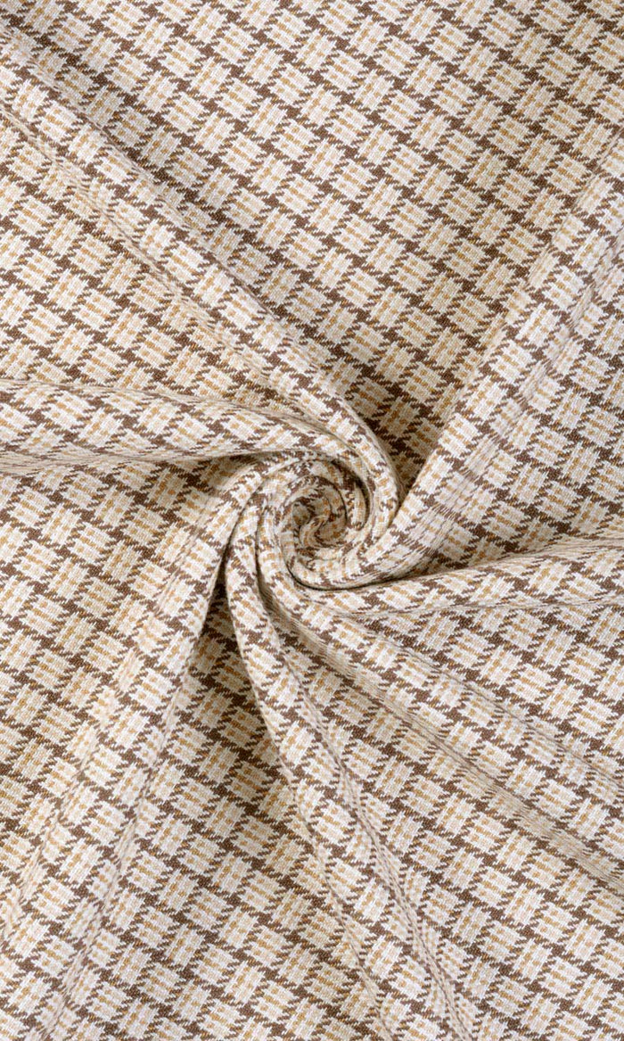 Check Cotton Curtains / Drapes / Window Drapery Panels (Brown/ Mocha/ Cream)